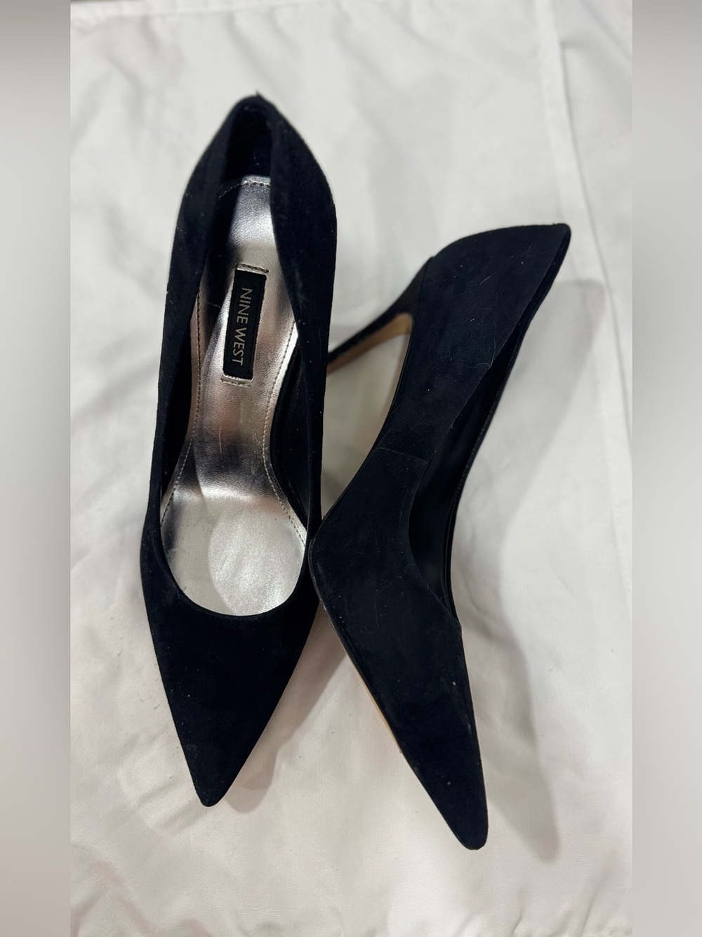 Nine West Black Suede Pointed-Toe Stiletto Pumps